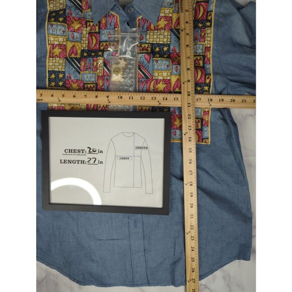 Quacker Factory Womens Size S Denim Embroidered Shirt Faith Hope Love New - Picture 10 of 11